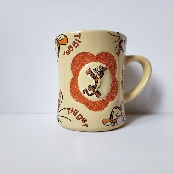 Disney Tigger Mug 3D Ceramic Coffee Cup Yellow Embossed Textured Flower Tiger - Picture 3 of 6